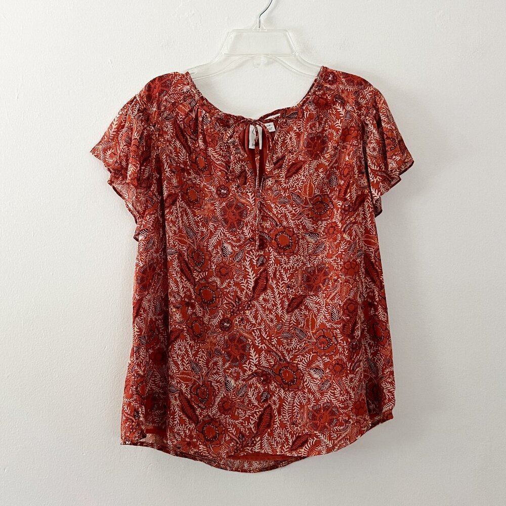 Joie / Rust Orange Batik Floral Top S